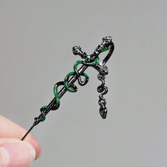 1PCS Black and White Iced Serpentine Piercing Ear Needle New Gothic Style Men's and W alternate view