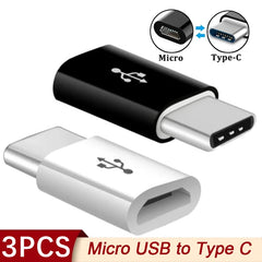 1/3Pcs Micro USB Female To Type C Male Adapter OTG Converter Micro-B To USB-C Connector Charging Cab