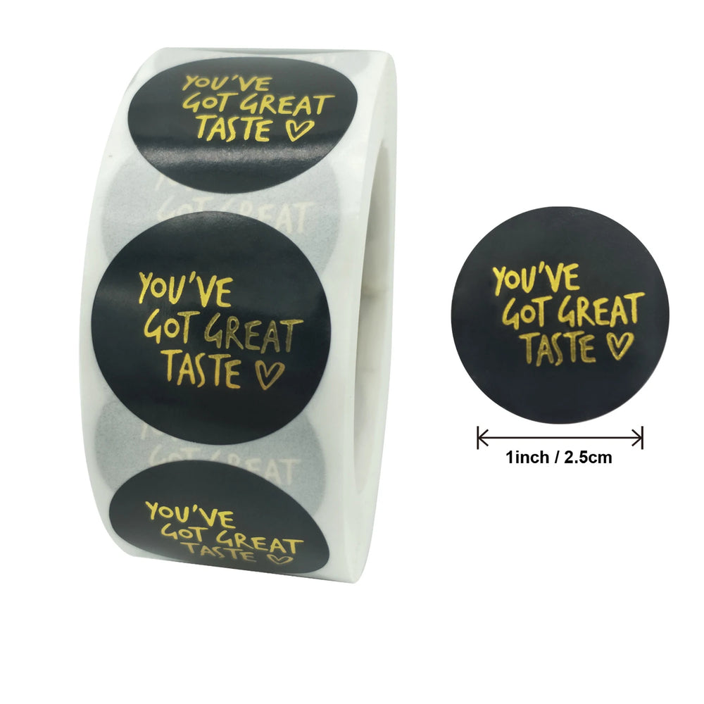 500pcs Pink Black You've Got Great Taste Stickers Gold Foil Business Thank You Sticke alternate view