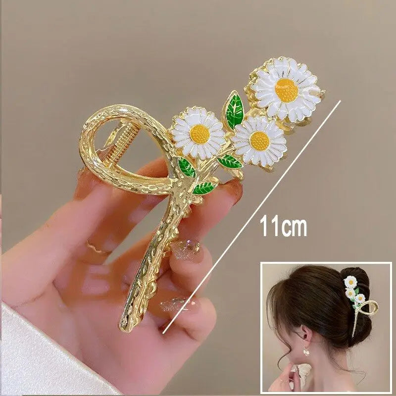 New Sweet Flower Durian Hair Claw Clip Ponytail Grab Hair Clips Shark Clip Woman Hairpin detail view