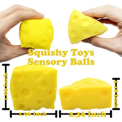 Cheese Squishy Stress Ball | Sensory Fidget Toy for Kids and Adults close-up view