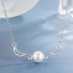 925 Sterling Silver Light Luxury Premium Wings Pearl Necklace Anniversary Birthday Pa alternate view