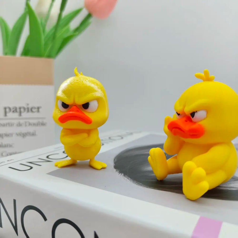 3D Printing Angry Yellow Duck Statue, Angry White Eyed Funny Duck, Humorous Indoor/outdo detail view