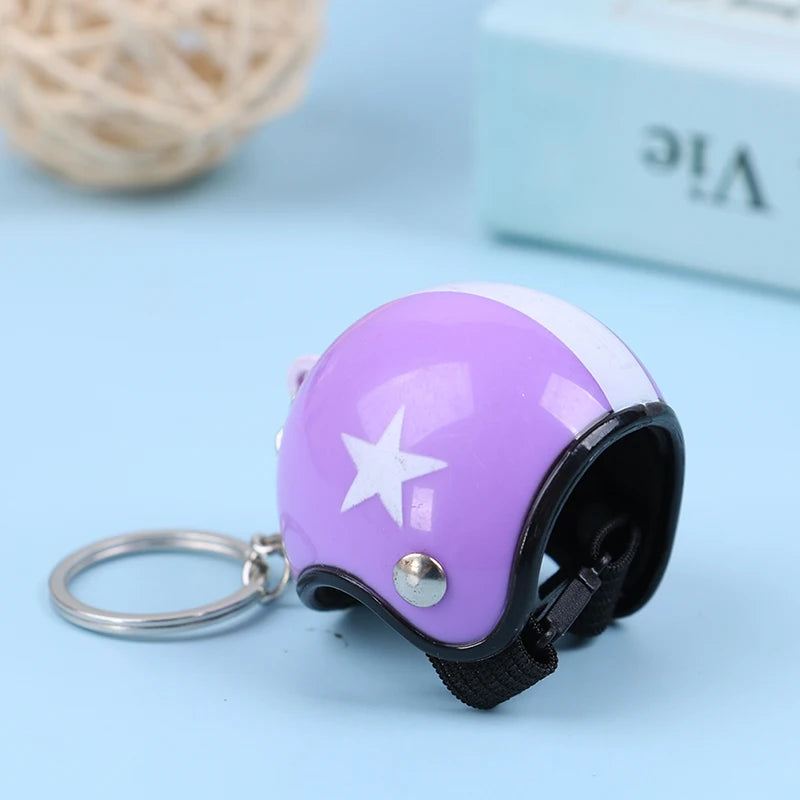 Mini Motorcycle Helmet Keychain | Cute Metal Key Ring for Women and Men additional angle