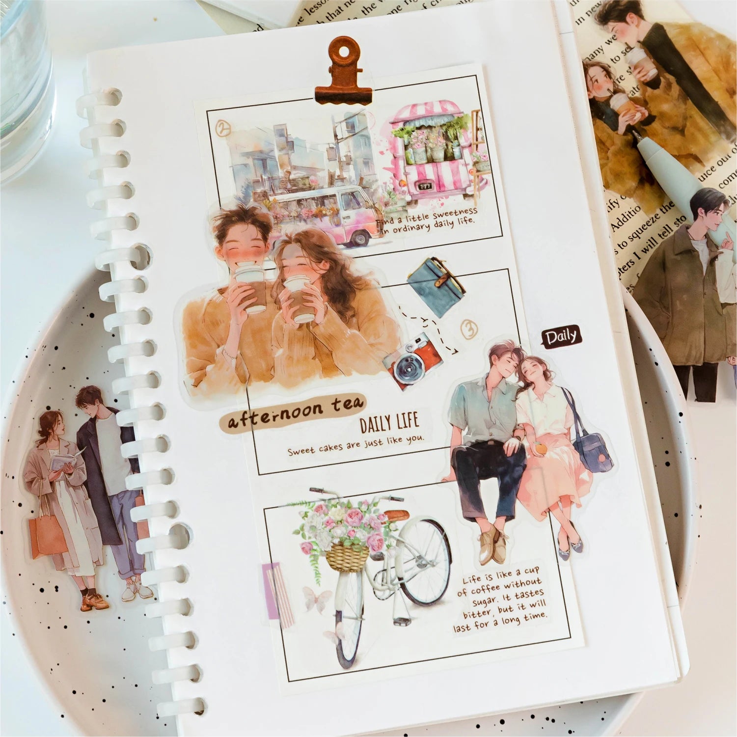 Yoofun 30pcs Cute Girl Happy Life Stickers | Journaling Scrapbook Planner Decor lifestyle view
