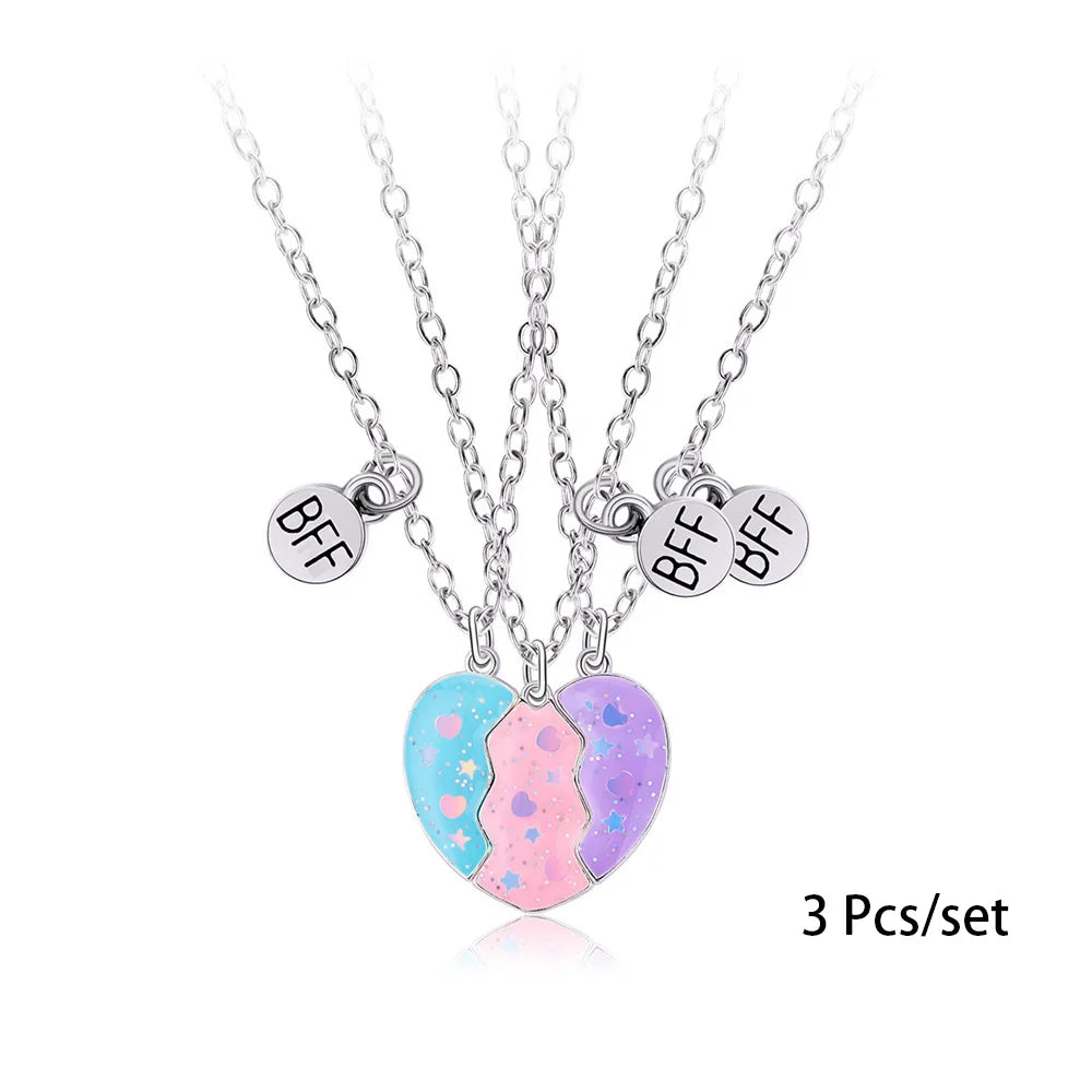 3 Pcs/set Best Friends Pendant Necklace For Woman Magnetic Adjustable Rainbow Daisy L alternate view