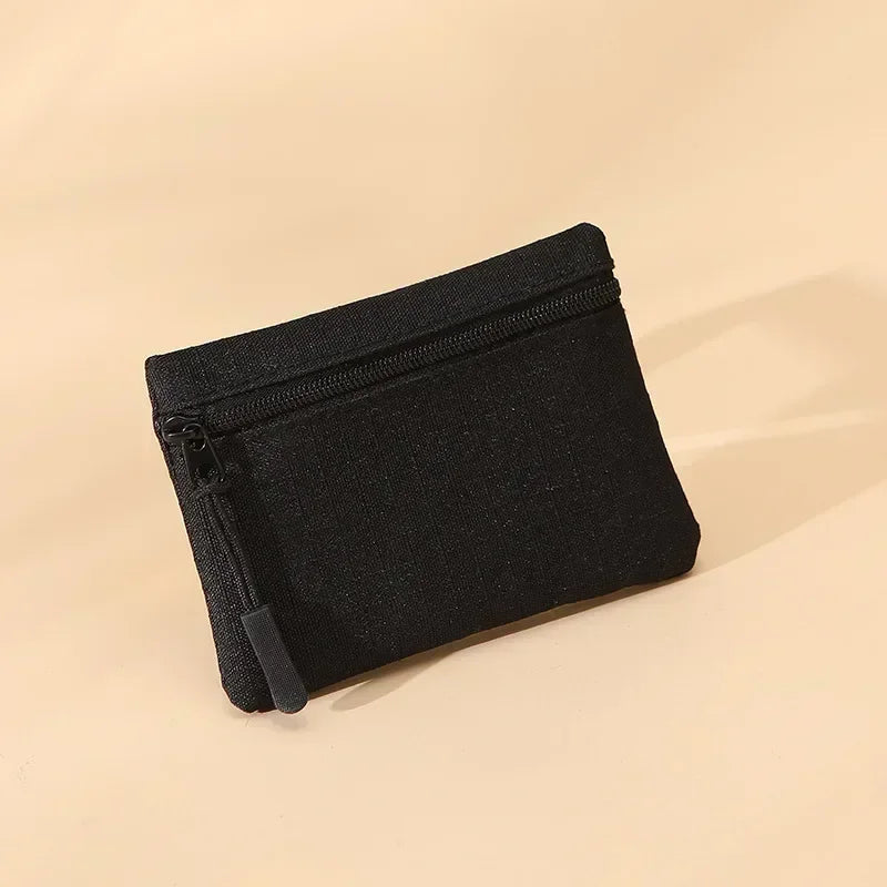 Women Mini Zippers Canvas Coin Purse | Compact Wallet with Keychain additional angle