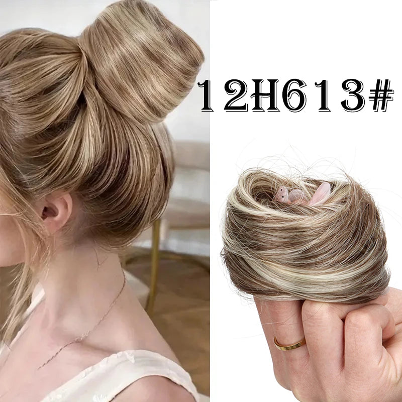 Elegant Synthetic Hair Bun for Women Soft Comfortable Chignon Style Elastic Rubber Ba lifestyle view