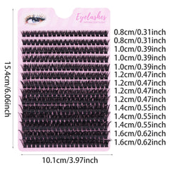 Simple Self-Graft Handmade 80D D Curl Individual Lashes 280Pcs 8-16mm Dense Clusters F close-up view