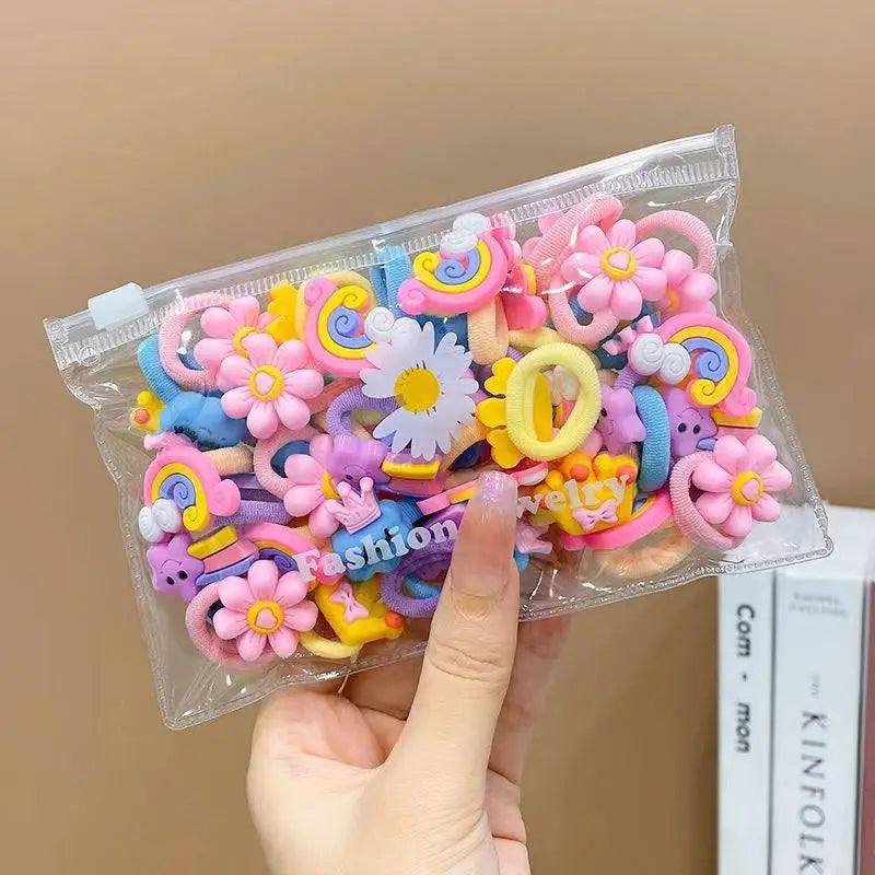 10/20Pcs/Set Cute Cartoon Rubber Elastic Hair Bands Girls Not Hurt Hair Small Scrunchie detail view