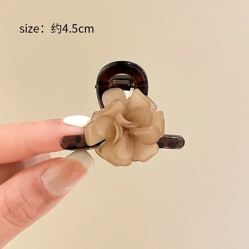 Acrylic Camellia Small Hair Claw Clips for Women Girls Retro Hairpin Headband for Hair Accessories Headwear Ornament