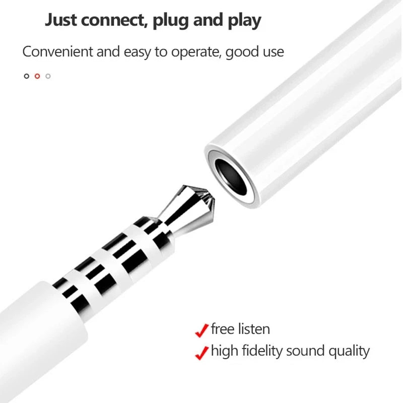 Lightning to 3.5mm Headphone Adapter – Aux Audio Jack Splitter for iPhone 13/12/11/10/9/ detail view