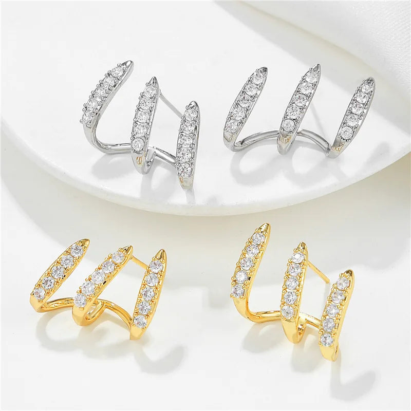 Exquisite Silver Color Claw Stud Earrings with Crystal Modern Versatile Fashion Women lifestyle view