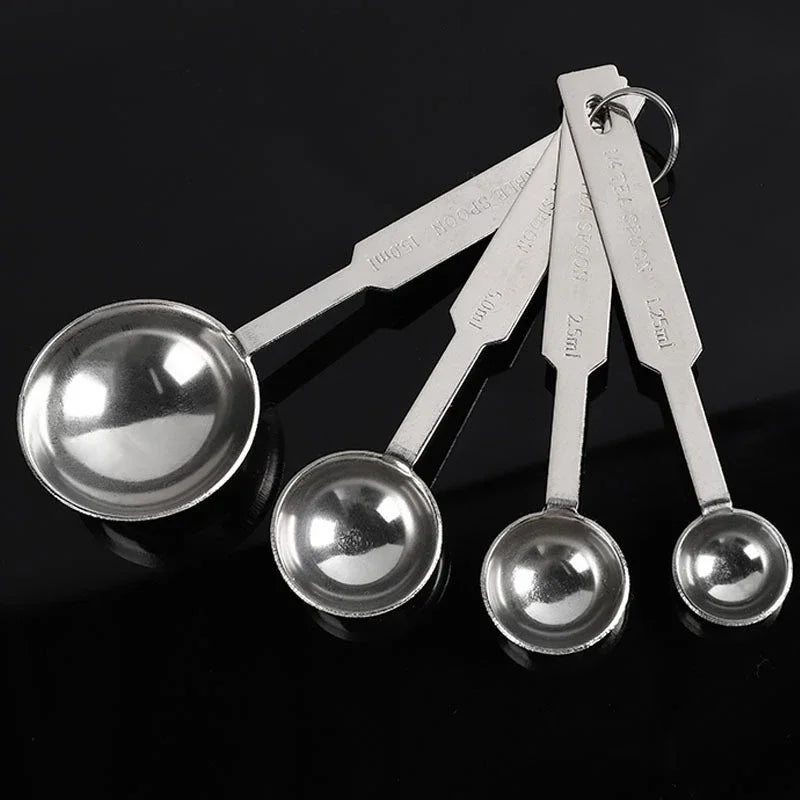 Stainless Steel Measuring Spoon Set 4-Piece | Stackable Kitchen Scoops detail view