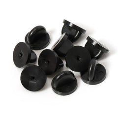 50pcs Black Rubber Brooch Pin Back Squeeze Badge Holder Butterfly Clasp Clutch