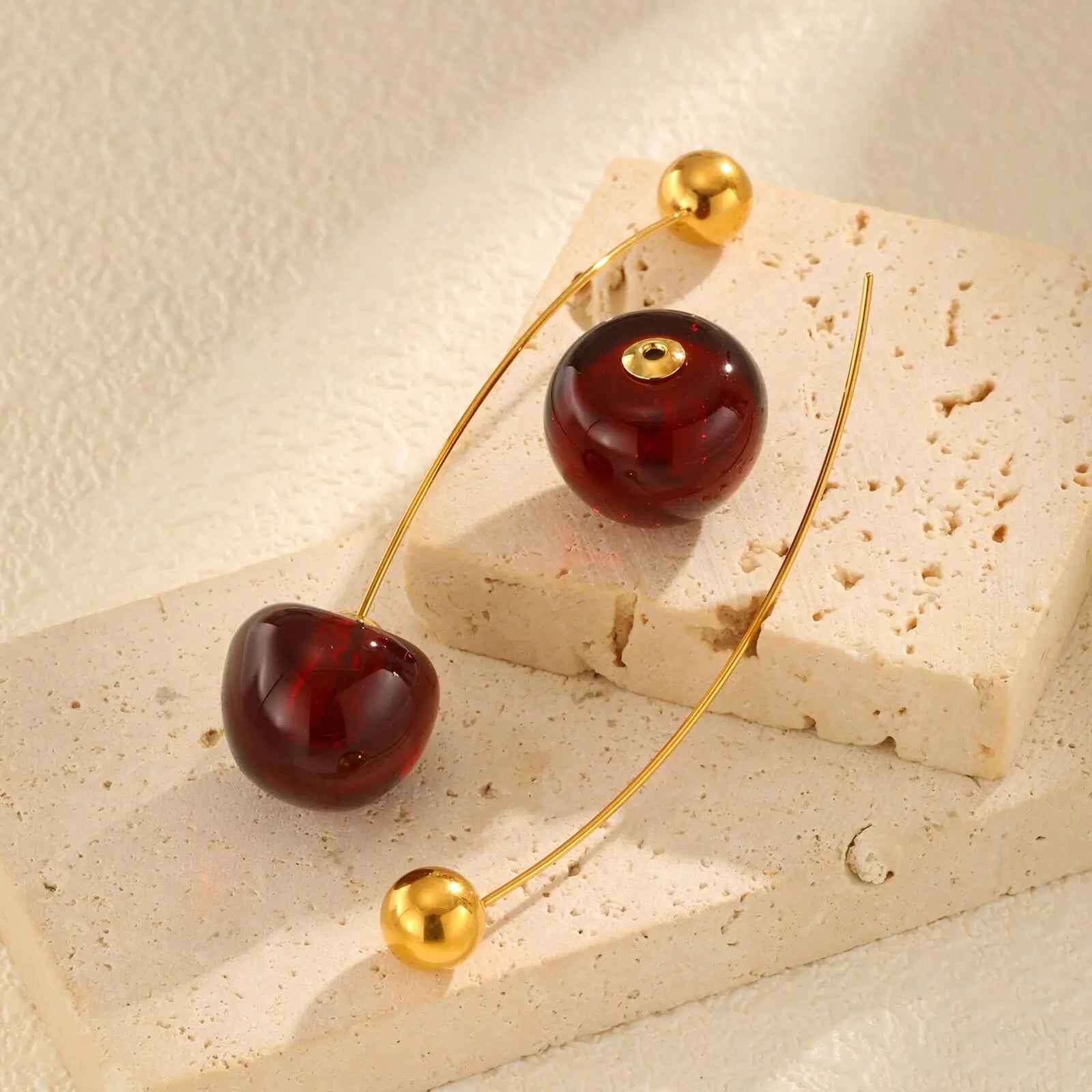 Vnox Vivid 3D Cherry Earrings | Fashion Cute Fruit Drop Earrings for Women additional angle