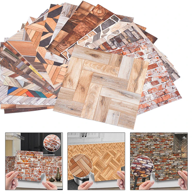 1:12 Dollhouse Miniature Grain Floor Wallpaper Tiles Sticker | Bathroom Living Room D alternate view