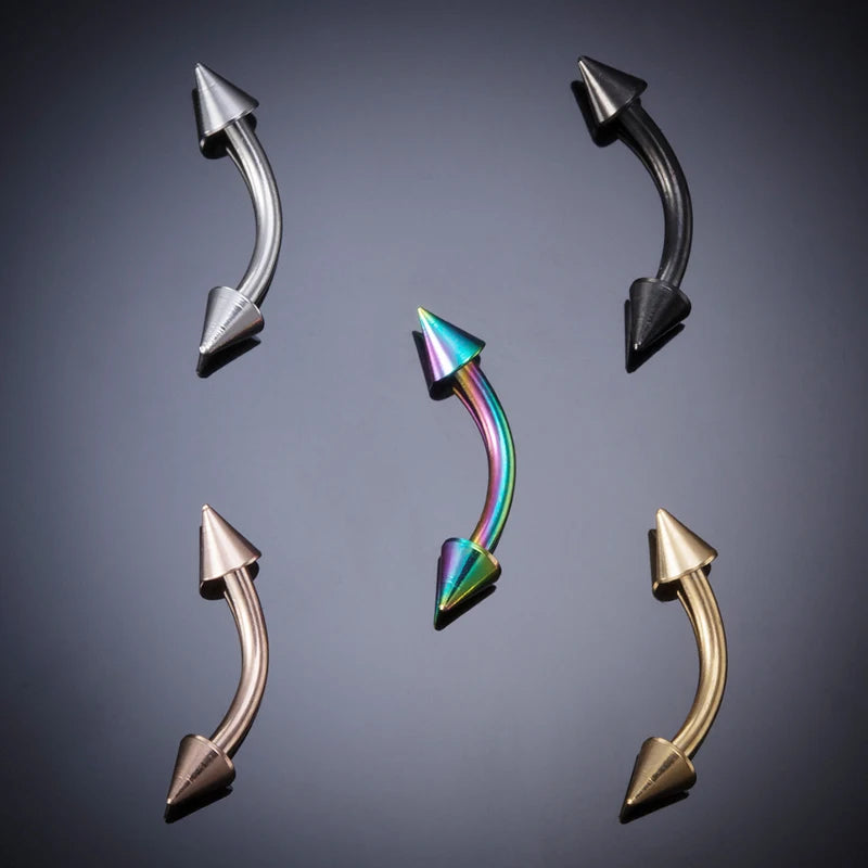 1/5Pcs Eyebrow Lip Piercing Banana Shape Lip Ring Stainless Steel Curved Barbell Stud lifestyle view