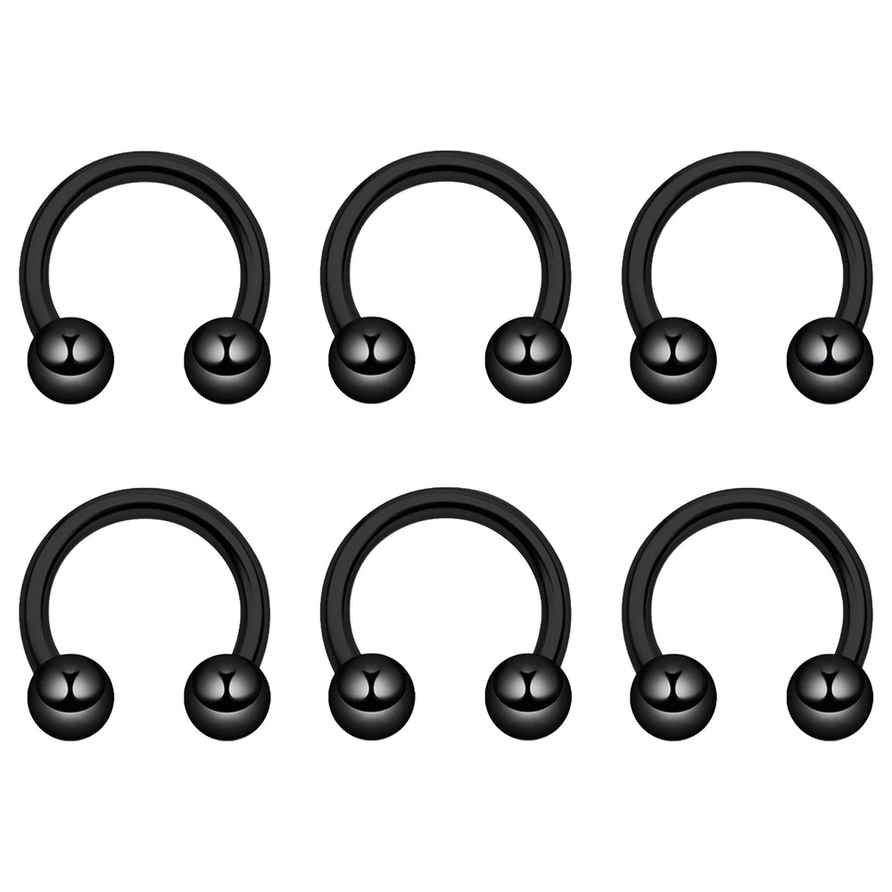 6pcs Stainless Steel U-Shaped Nose Ring - Classic Ball Closure Stud, European Style Bo close-up view