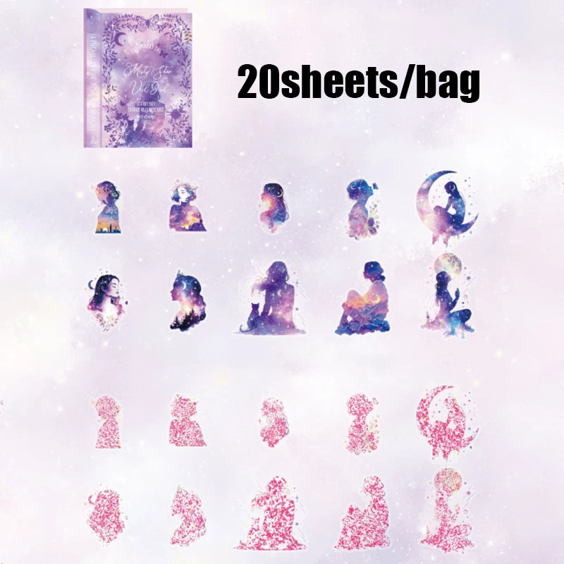 Mr. Paper 20pcs Floral Encounter PET Stickers | Botanical Theme Journal Decor close-up view