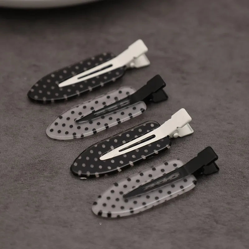 Black White Polka Dot Acrylic Hair Clips Minimalist Secure Hold Suitable for Daily Wear Party Outfit