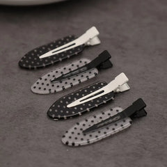 Black White Polka Dot Acrylic Hair Clips Minimalist Secure Hold Suitable for Daily Wear Party Outfit