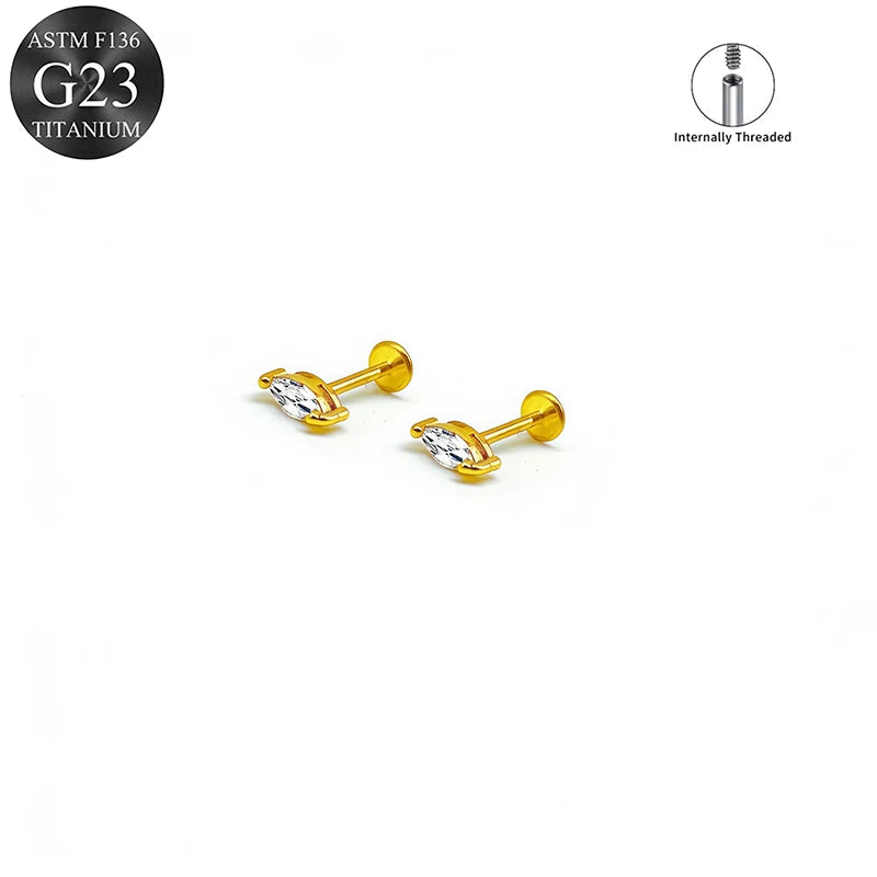 EVISPOL ASTM F136 G23 Titanium Tiny CZ Labret Lip Stud Earring for Women 16G Heart Carti detail view