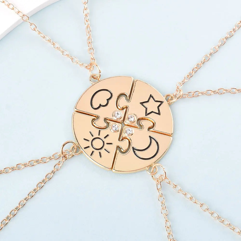 Lovecryst 3/4Pcs/set Heart-shaped Stitching Best Friend Necklace BFF Friendship Jewel alternate view