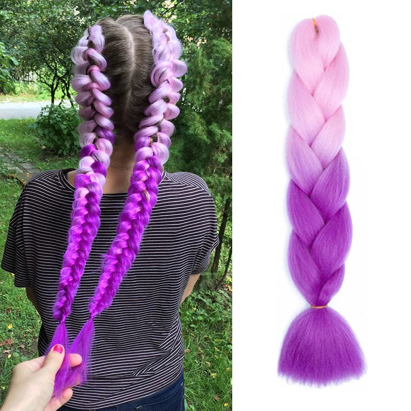 24Inch Synthetic Long Straight Yaki Braids Hair Jumbo Braid Hair Extension Pre Stre additional angle