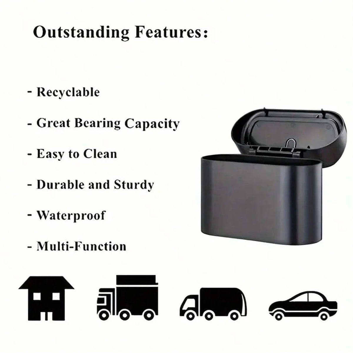 Car Trash Can with Lid, Hanging Trash Can