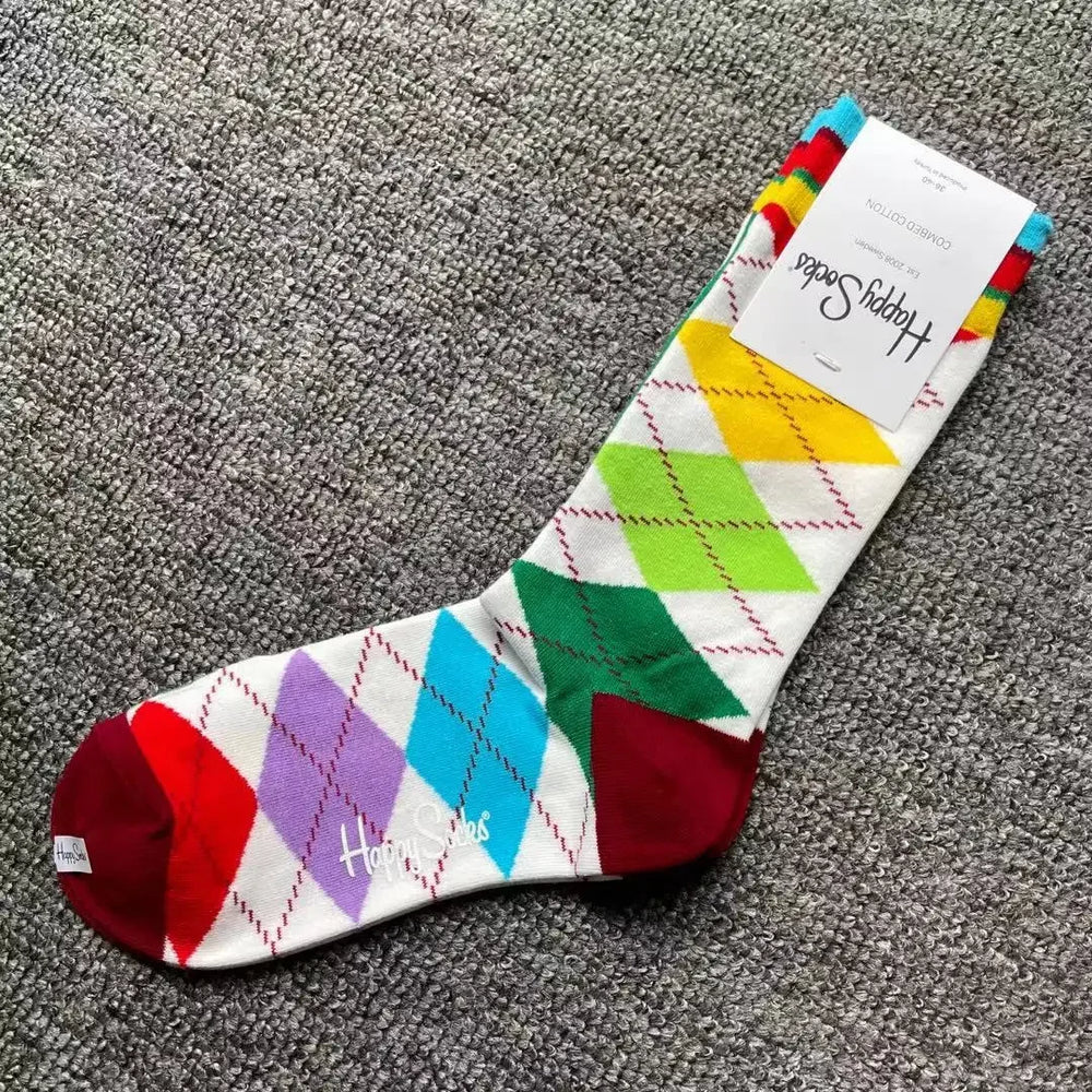 Multicoloured Socks Women Men Sports Socks Funky Dress Socks Casual Cotton close-up view