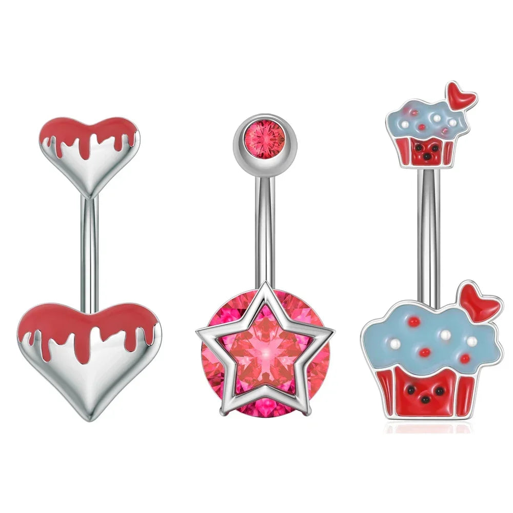 Belly Button Piercings Set Dangled Curved Navel Piercing Ombligo Pack Belly Rings Jew lifestyle view