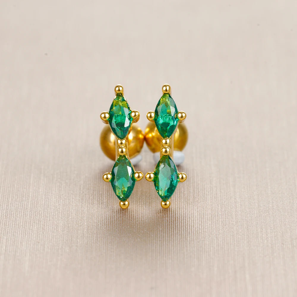 Butterfly Green Stud Earrings Women Stainless Steel lifestyle view