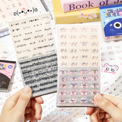 Cute Kitten Sticker Set | Kawaii Japanese Expression Scrapbook Decals