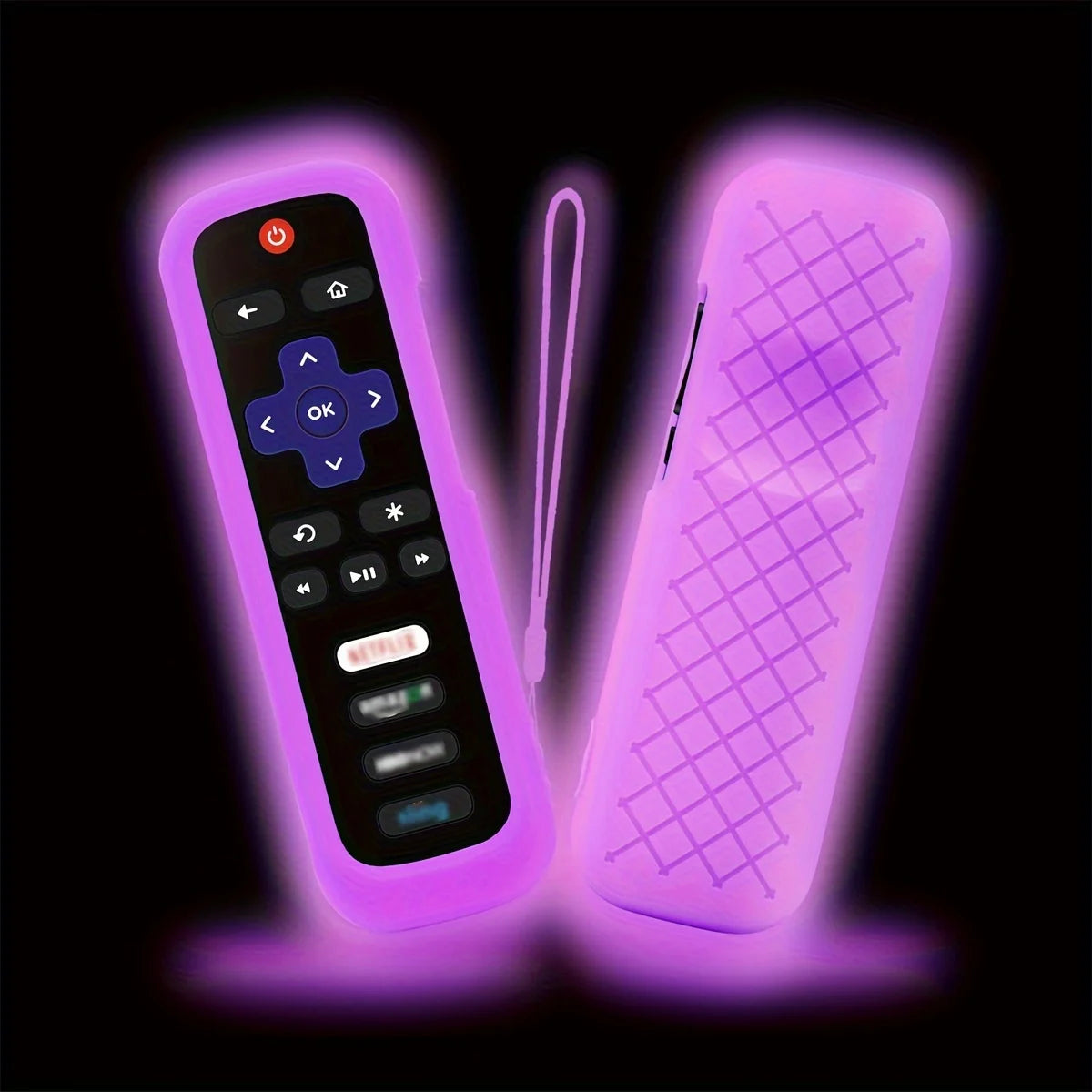 Luminous Silicone Remote Cover With Rope for TCL Hisense Roku TV