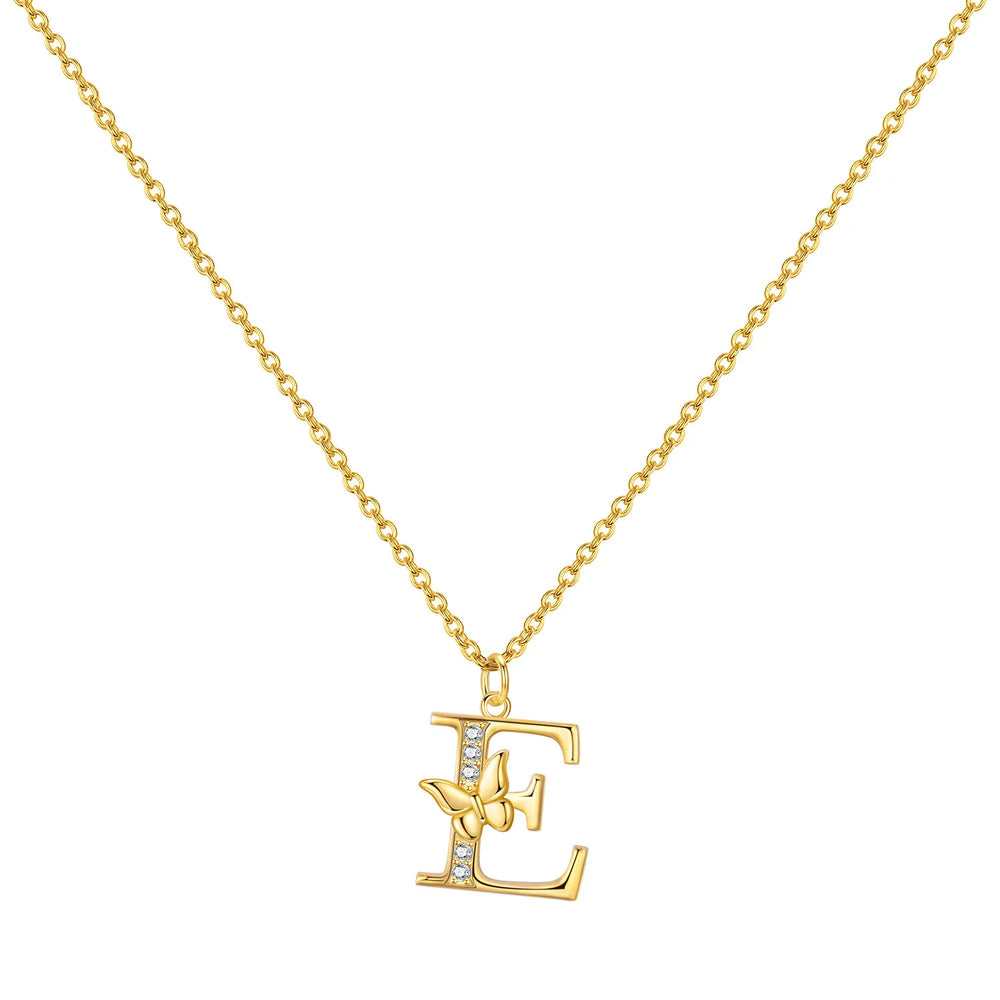 925 Sterling Silver Butterfly Initial Necklace | 26 Letter Y-Shaped Pendant for Women detail view