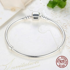 Handmade Original Fine Jewelry 925 Silver Charm Bracelet Soft Smooth Snake Bone Bracelet detail view