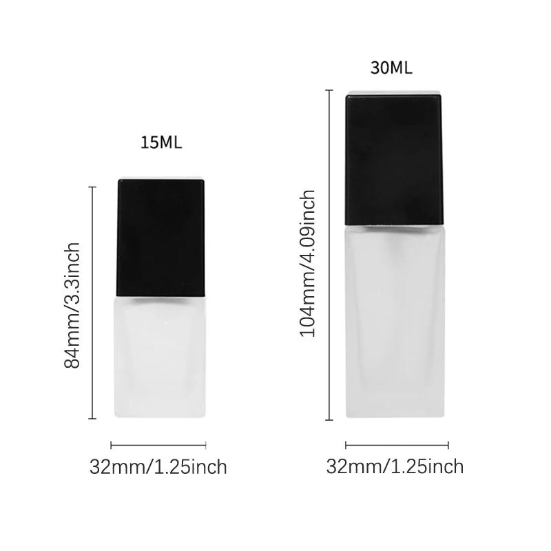 15/30ml Empty Pump Bottle Glass Liquid Foundation Container Makeup Transparent Squa additional angle