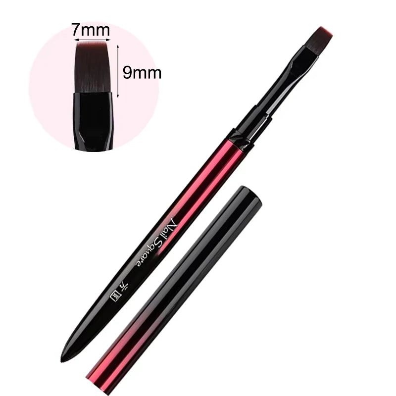 Nail Art Brush Metal Handle Phototherapy Acrylic UV Gel Brush Nails Extension Builder close-up view