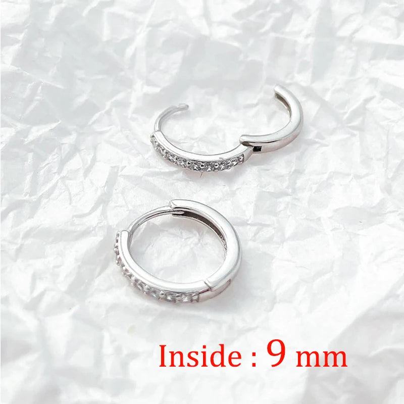 2PCS Stainless Steel Minimal Crystal Zirconia Hoop Earrings Gold Silver Color Small H alternate view