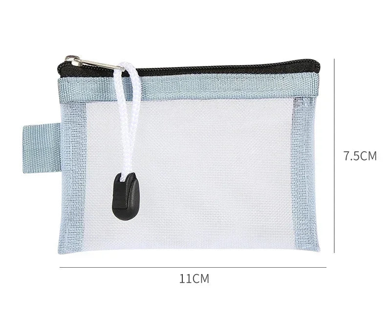 Mini Clear Nylon Mesh Zipper Coin Purse | Portable Wallet for Cards, Keys, and Lipsti alternate view
