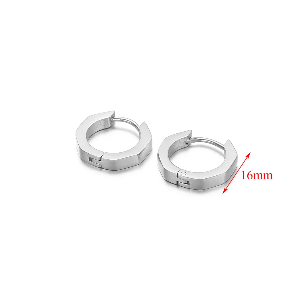 2pcs Geometric Stainless Steel Hoop Earrings | Trendy Daily Wear for Men Women detail view