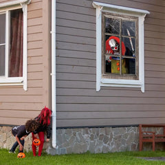 Scary Clown Window Clings | Washable Window Decor for Halloween close-up view