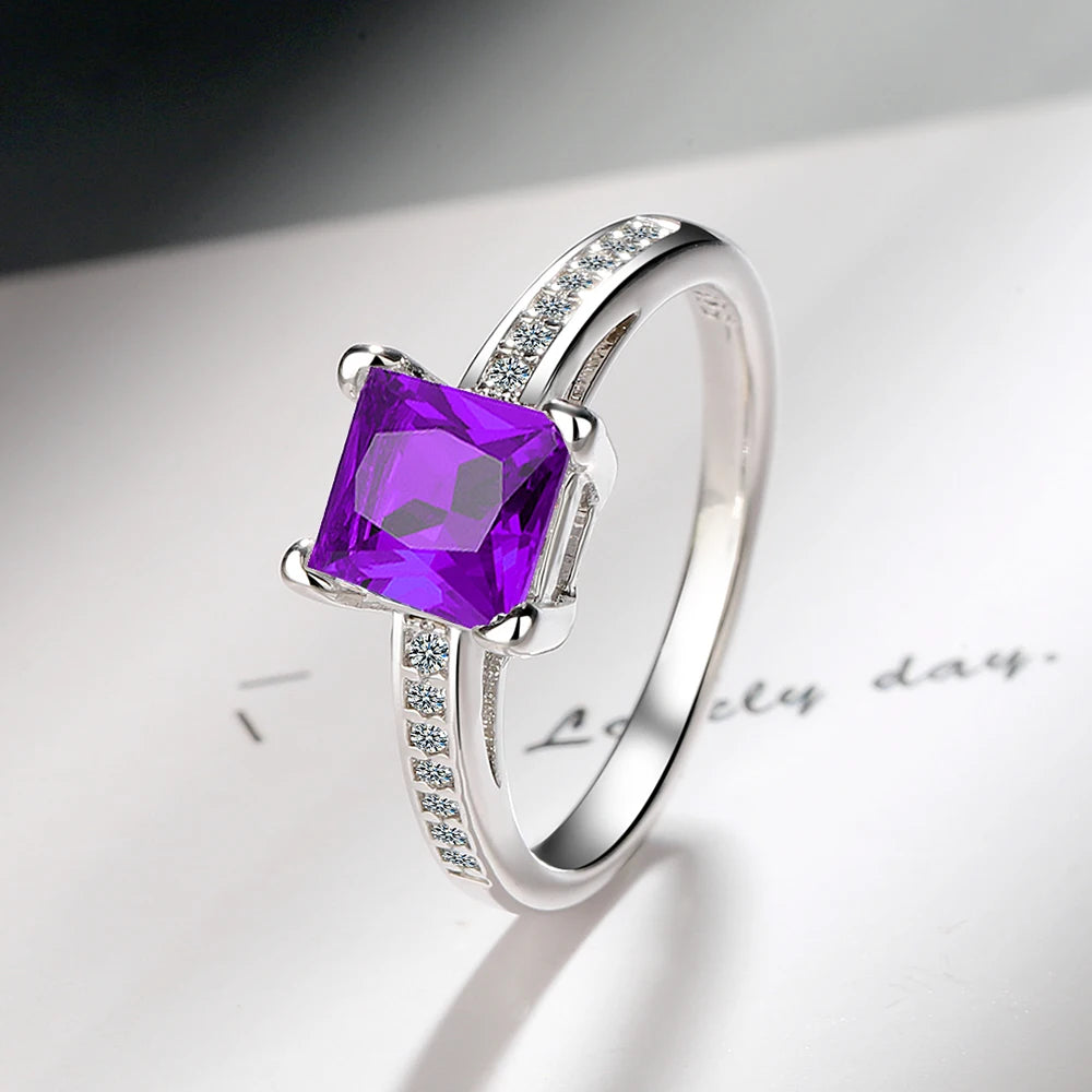 2.2ct Created Red Ruby 925 Sterling Silver Solitaire Engagement Ring for Women Cushio alternate view