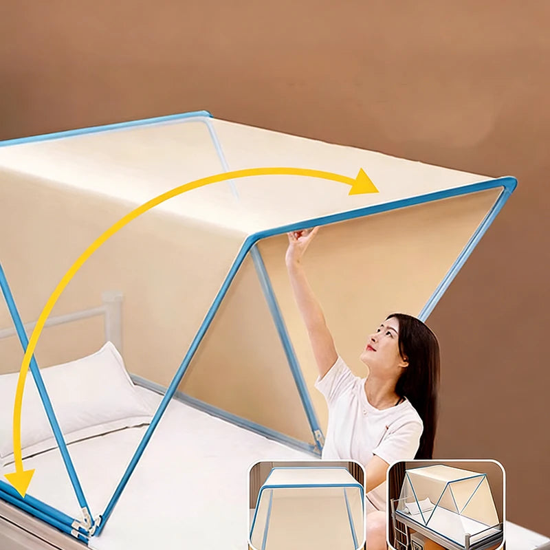 Foldable Mosquito Net for Bed | 3-Point Foldable Design with Good Ventilation close-up view