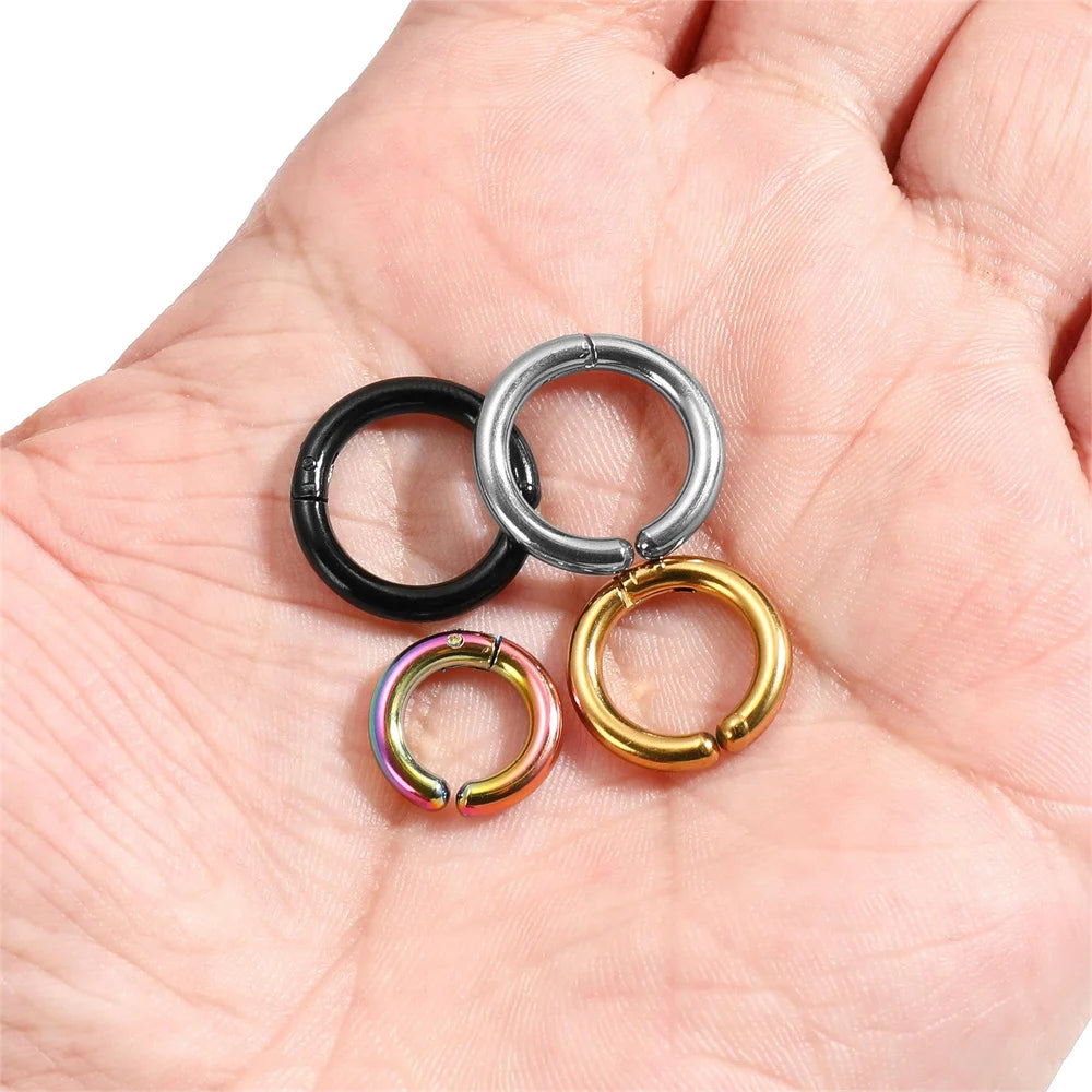 6 Pairs Stainless Steel Clip On Earrings for Women Men | Non Piercing Round Hoop Ear Cuf detail view