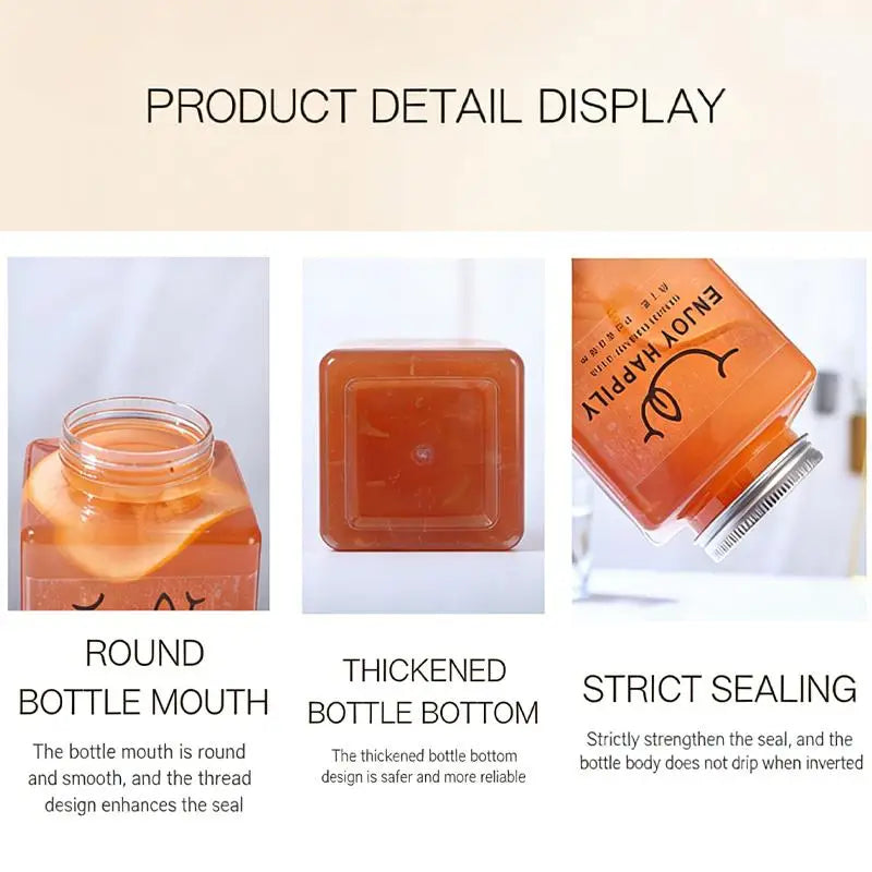 Plastic Disposable Square Plastic Bottle 500ML 650ML Juice Beverage Milk Tea Yogurt C lifestyle view