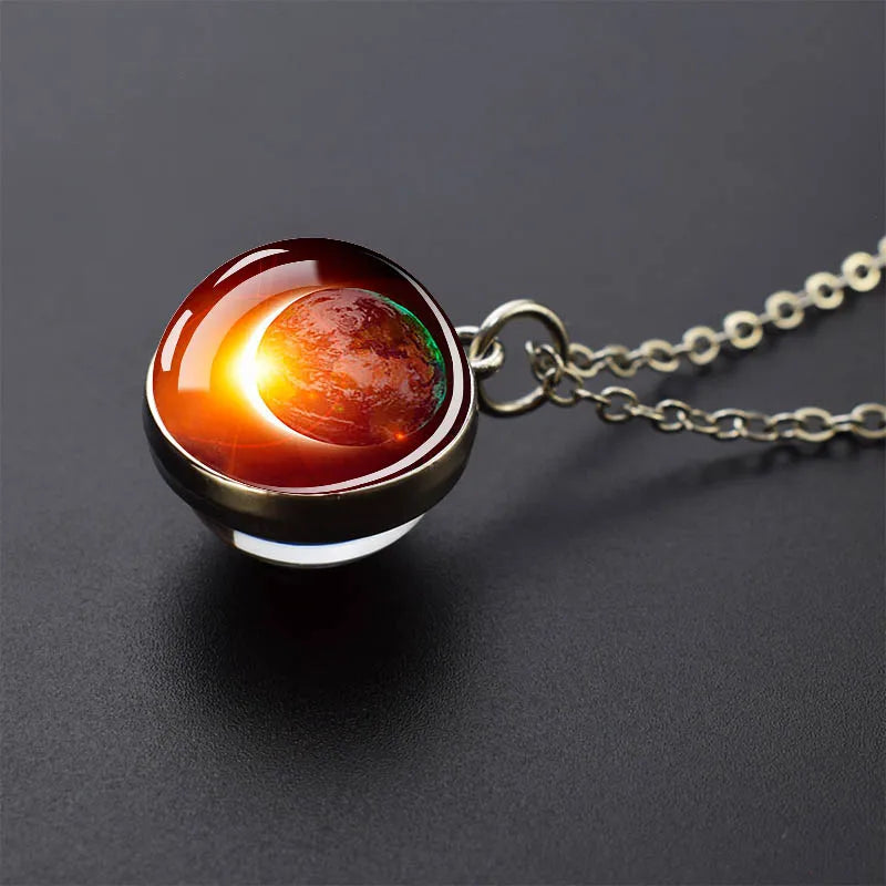Solar System Galaxy Pendant Necklace | Unisex Astronomy Jewelry Gift alternate view