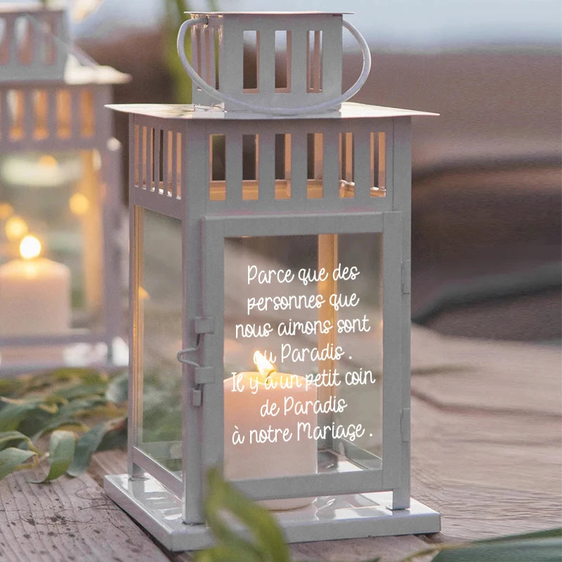 French Lantern Memorial Vinyl Decal Sticker | Wedding and Remembrance Wall Decor detail view