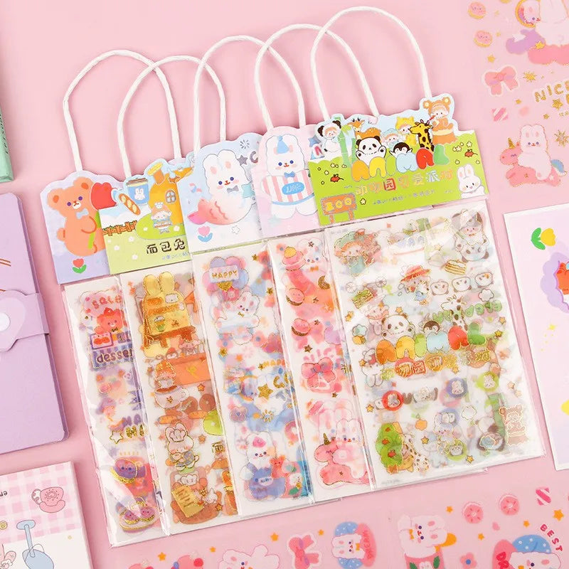4-Piece Pink PET Sticker Pack | Kawaii Decorative Scrapbooking Set alternate view